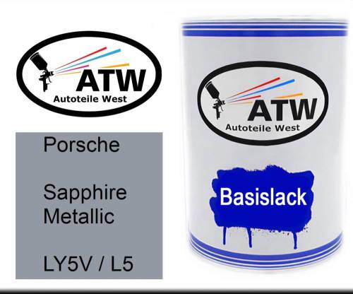 Porsche, Sapphire Metallic, LY5V / L5: 500ml Lackdose, von ATW Autoteile West.